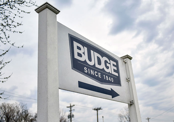 Image of the Budge factory sign