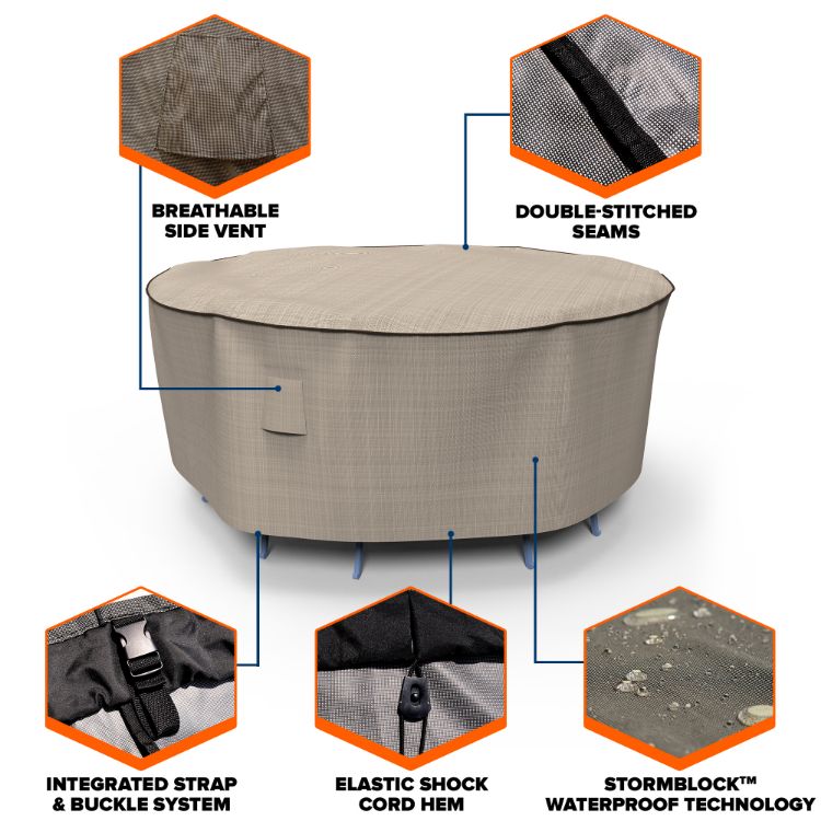Picture of StormBlock™ Mojave Round Patio Table & Chairs Combo Cover - Medium